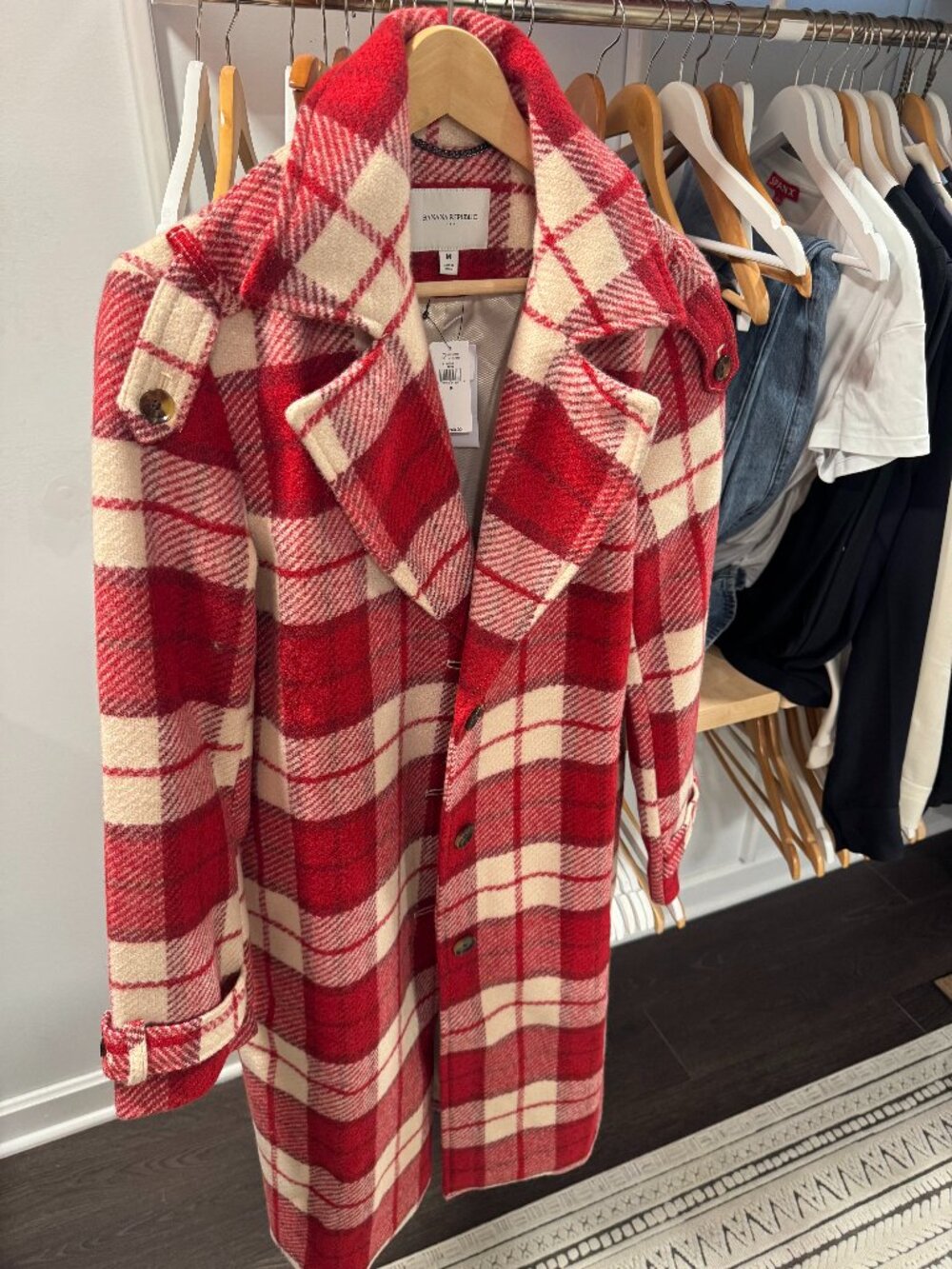 NWT Banana Republic Factory Red Plaid Coat